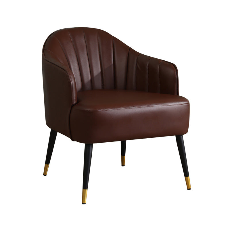24.80" L x 29.52" W x 28.74" H Barrel Accent Chair Sloped Arm Chair for Living Room Coffee Leather Clearhalo 'Accent Chairs' 'accent_chairs' 'Chairs & Seating' 'furn' 'furn_accent_chairs' 'Furniture' 'furniture_accent_chairs' 'Living Room Furniture' 4994342