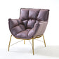 Scandinavian ArmChair 28.3"Wide Faux Leather Accent Chair with Flared Arms Brown Brass Gold Clearhalo 'Accent Chairs' 'accent_chairs' 'Chairs & Seating' 'furn' 'furn_accent_chairs' 'Furniture' 'furniture_accent_chairs' 'Living Room Furniture' 4994352