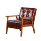 Square arm 25.5"W Faux Leather Arm Chair with Basic Four Legs and Tufted Back Red Walnut Clearhalo 'Accent Chairs' 'accent_chairs' 'Chairs & Seating' 'furn' 'furn_accent_chairs' 'Furniture' 'furniture_accent_chairs' 'Living Room Furniture' 4994374