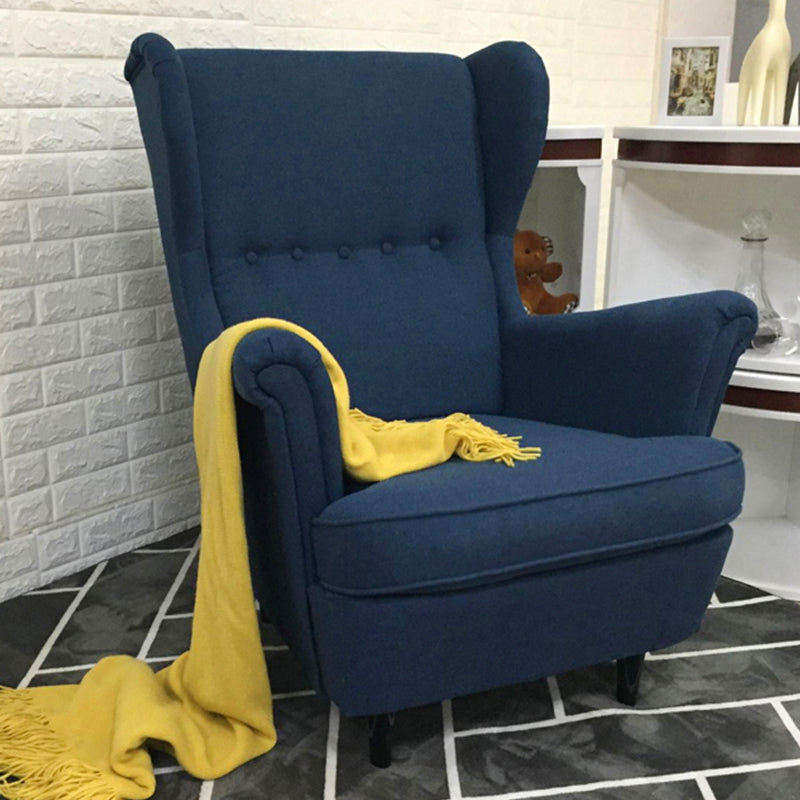 Linen Arm Chair 32.2 "L x 37.8"W x 39.8"H Solid Wood Frame Chair Blue Clearhalo 'Accent Chairs' 'accent_chairs' 'Chairs & Seating' 'furn' 'furn_accent_chairs' 'Furniture' 'furniture_accent_chairs' 'Living Room Furniture' 4994385