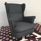 Linen Arm Chair 32.2 "L x 37.8"W x 39.8"H Solid Wood Frame Chair Dark Gray Clearhalo 'Accent Chairs' 'accent_chairs' 'Chairs & Seating' 'furn' 'furn_accent_chairs' 'Furniture' 'furniture_accent_chairs' 'Living Room Furniture' 4994389