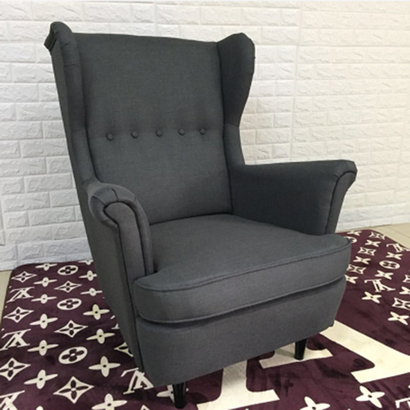 Linen Arm Chair 32.2 "L x 37.8"W x 39.8"H Solid Wood Frame Chair Dark Gray Clearhalo 'Accent Chairs' 'accent_chairs' 'Chairs & Seating' 'furn' 'furn_accent_chairs' 'Furniture' 'furniture_accent_chairs' 'Living Room Furniture' 4994389