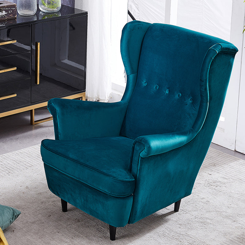 Linen Arm Chair 32.2 "L x 37.8"W x 39.8"H Solid Wood Frame Chair Lake Blue Clearhalo 'Accent Chairs' 'accent_chairs' 'Chairs & Seating' 'furn' 'furn_accent_chairs' 'Furniture' 'furniture_accent_chairs' 'Living Room Furniture' 4994391