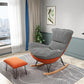 35.82" L x 39.76" W x 34.25" H Armless Lounge Chair with Ottoman for Living Room Orange Houndstooth Faux Leather Clearhalo 'Accent Chairs' 'accent_chairs' 'Chairs & Seating' 'furn' 'furn_accent_chairs' 'Furniture' 'furniture_accent_chairs' 'Living Room Furniture' 4994398