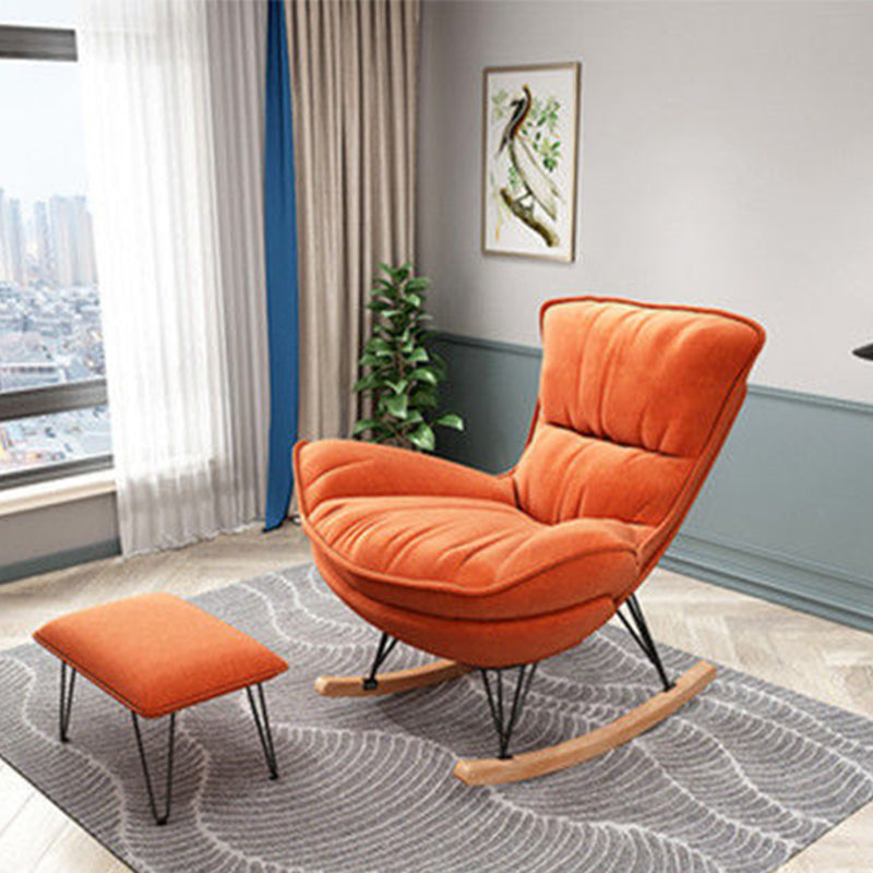 35.82" L x 39.76" W x 34.25" H Armless Lounge Chair with Ottoman for Living Room Orange Suede Clearhalo 'Accent Chairs' 'accent_chairs' 'Chairs & Seating' 'furn' 'furn_accent_chairs' 'Furniture' 'furniture_accent_chairs' 'Living Room Furniture' 4994399