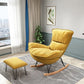 35.82" L x 39.76" W x 34.25" H Armless Lounge Chair with Ottoman for Living Room Lemon Yellow Suede Clearhalo 'Accent Chairs' 'accent_chairs' 'Chairs & Seating' 'furn' 'furn_accent_chairs' 'Furniture' 'furniture_accent_chairs' 'Living Room Furniture' 4994400