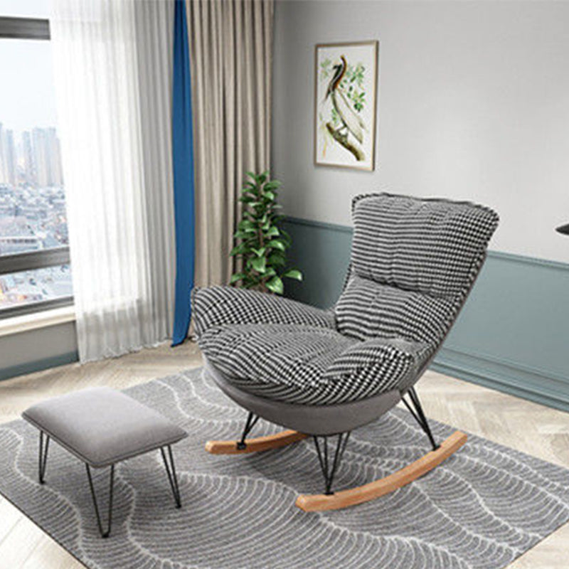 35.82" L x 39.76" W x 34.25" H Armless Lounge Chair with Ottoman for Living Room Gray Houndstooth Faux Leather Clearhalo 'Accent Chairs' 'accent_chairs' 'Chairs & Seating' 'furn' 'furn_accent_chairs' 'Furniture' 'furniture_accent_chairs' 'Living Room Furniture' 4994401