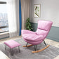 35.82" L x 39.76" W x 34.25" H Armless Lounge Chair with Ottoman for Living Room Pink Faux Leather Clearhalo 'Accent Chairs' 'accent_chairs' 'Chairs & Seating' 'furn' 'furn_accent_chairs' 'Furniture' 'furniture_accent_chairs' 'Living Room Furniture' 4994405