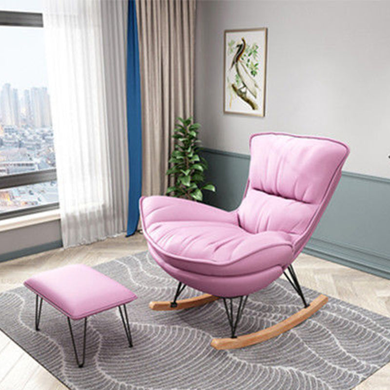 35.82" L x 39.76" W x 34.25" H Armless Lounge Chair with Ottoman for Living Room Pink Faux Leather Clearhalo 'Accent Chairs' 'accent_chairs' 'Chairs & Seating' 'furn' 'furn_accent_chairs' 'Furniture' 'furniture_accent_chairs' 'Living Room Furniture' 4994405