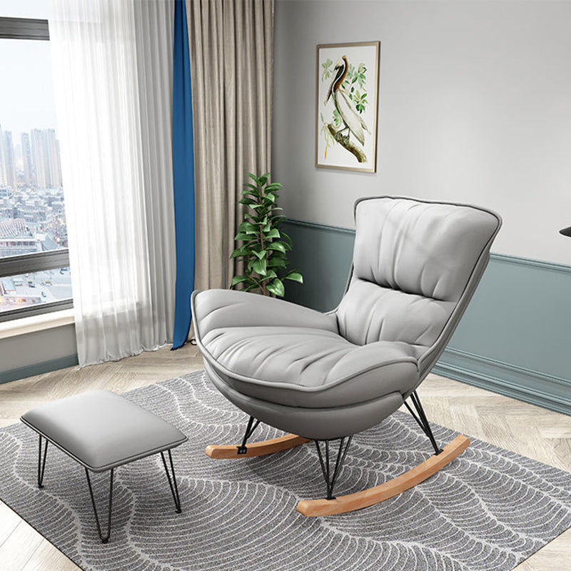 35.82" L x 39.76" W x 34.25" H Armless Lounge Chair with Ottoman for Living Room Grey Faux Leather Clearhalo 'Accent Chairs' 'accent_chairs' 'Chairs & Seating' 'furn' 'furn_accent_chairs' 'Furniture' 'furniture_accent_chairs' 'Living Room Furniture' 4994407