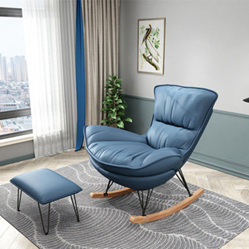 35.82" L x 39.76" W x 34.25" H Armless Lounge Chair with Ottoman for Living Room Light Blue Faux Leather Clearhalo 'Accent Chairs' 'accent_chairs' 'Chairs & Seating' 'furn' 'furn_accent_chairs' 'Furniture' 'furniture_accent_chairs' 'Living Room Furniture' 4994409