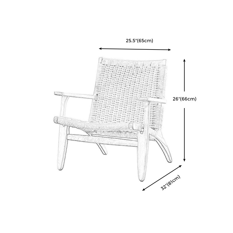 25.59" L x 31.88" W x 25.98" H Brown/Nautral Woven Accent Chair Solid Wood Lounge Chair Clearhalo 'Accent Chairs' 'accent_chairs' 'Chairs & Seating' 'furn' 'furn_accent_chairs' 'Furniture' 'furniture_accent_chairs' 'Living Room Furniture' 4994426