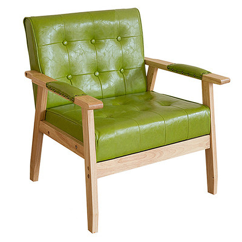 Modern 25.5"Wide PU Arm Chair with Basic Four Legs and Tufted Back Fruit Green Clearhalo 'Accent Chairs' 'accent_chairs' 'Chairs & Seating' 'furn' 'furn_accent_chairs' 'Furniture' 'furniture_accent_chairs' 'Living Room Furniture' 4994428