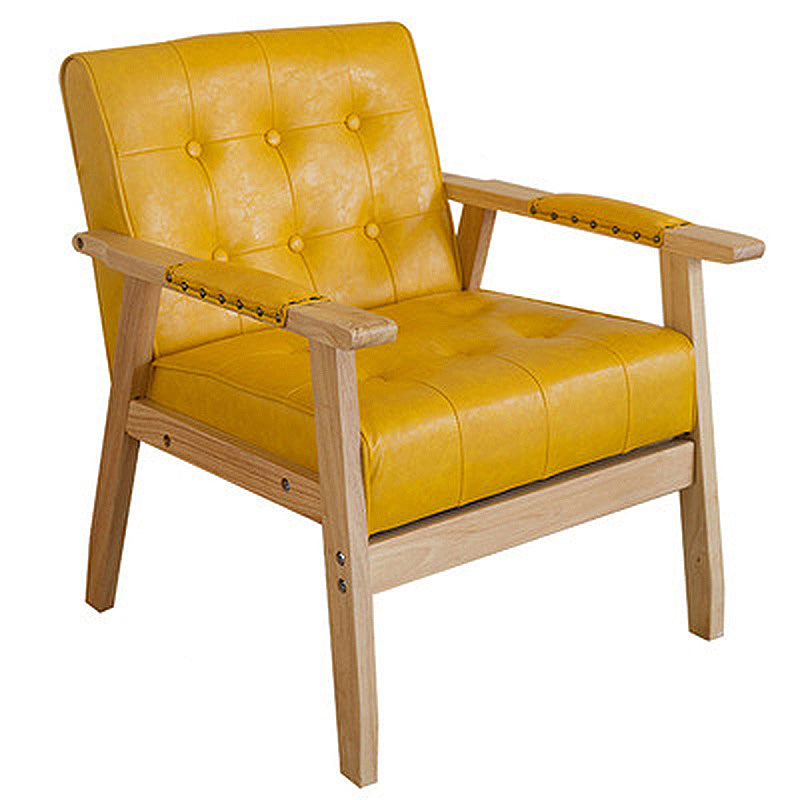 Modern 25.5"Wide PU Arm Chair with Basic Four Legs and Tufted Back Yellow Clearhalo 'Accent Chairs' 'accent_chairs' 'Chairs & Seating' 'furn' 'furn_accent_chairs' 'Furniture' 'furniture_accent_chairs' 'Living Room Furniture' 4994438