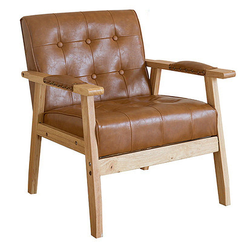 Modern 25.5"Wide PU Arm Chair with Basic Four Legs and Tufted Back Clearhalo 'Accent Chairs' 'accent_chairs' 'Chairs & Seating' 'furn' 'furn_accent_chairs' 'Furniture' 'furniture_accent_chairs' 'Living Room Furniture' 4994441