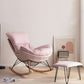 26.77" L x 37.40" W x 32.28" H Armless Upholstered Lounge Chair with Ottoman for Bedroom Pink Faux Leather Clearhalo 'Accent Chairs' 'accent_chairs' 'Chairs & Seating' 'furn' 'furn_accent_chairs' 'Furniture' 'furniture_accent_chairs' 'Living Room Furniture' 4994464