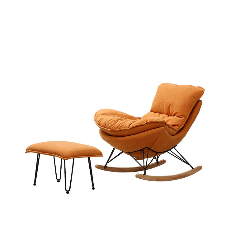 26.77" L x 37.40" W x 32.28" H Armless Upholstered Lounge Chair with Ottoman for Bedroom Orange Suede Clearhalo 'Accent Chairs' 'accent_chairs' 'Chairs & Seating' 'furn' 'furn_accent_chairs' 'Furniture' 'furniture_accent_chairs' 'Living Room Furniture' 4994473