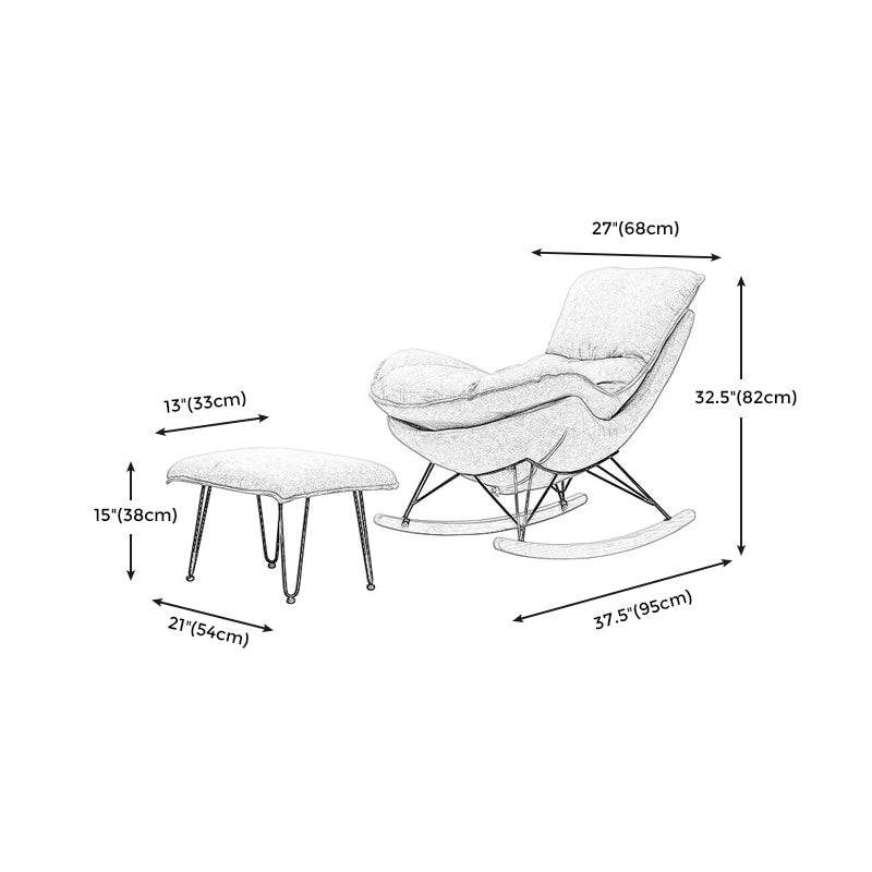 26.77" L x 37.40" W x 32.28" H Armless Upholstered Lounge Chair with Ottoman for Bedroom Clearhalo 'Accent Chairs' 'accent_chairs' 'Chairs & Seating' 'furn' 'furn_accent_chairs' 'Furniture' 'furniture_accent_chairs' 'Living Room Furniture' 4994479
