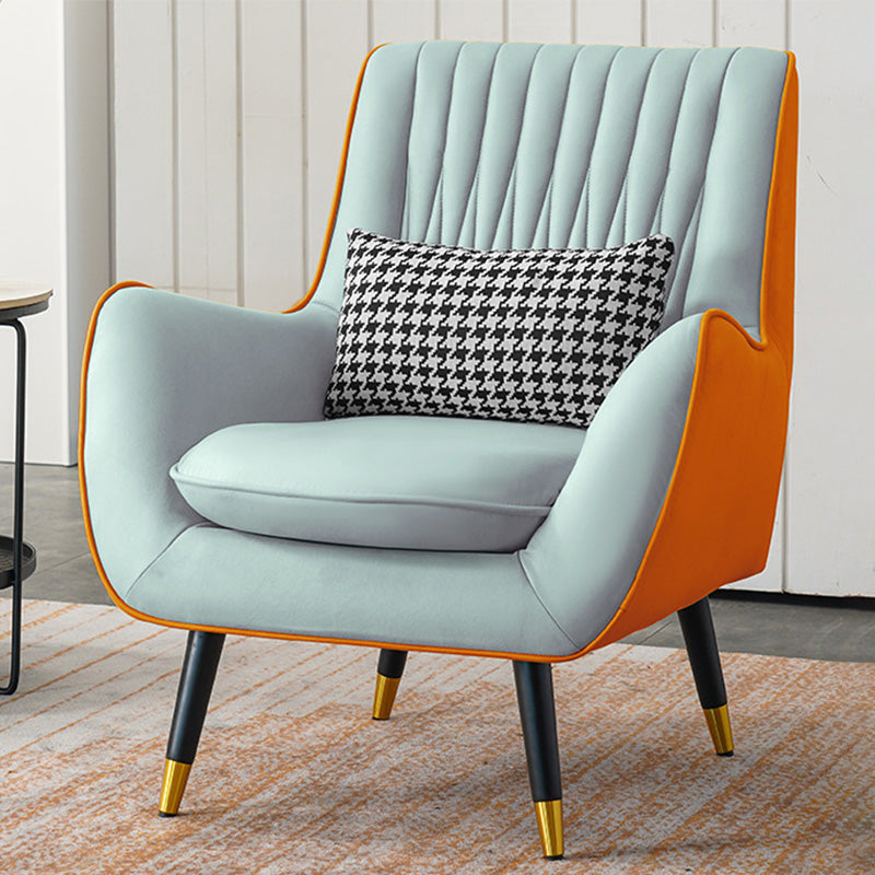 Faux Leather 31.5"W x 27.5"D x 35.4"H Armchair with Basic Four Legs for Bedroom Green Orange Clearhalo 'Accent Chairs' 'accent_chairs' 'Chairs & Seating' 'furn' 'furn_accent_chairs' 'Furniture' 'furniture_accent_chairs' 'Living Room Furniture' 4994480