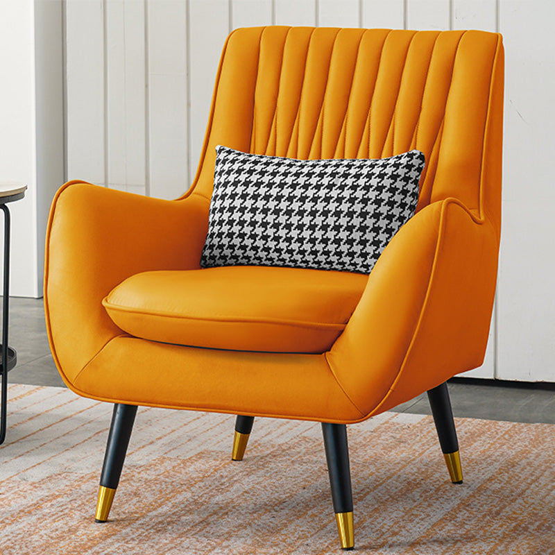 Faux Leather 31.5"W x 27.5"D x 35.4"H Armchair with Basic Four Legs for Bedroom Orange Clearhalo 'Accent Chairs' 'accent_chairs' 'Chairs & Seating' 'furn' 'furn_accent_chairs' 'Furniture' 'furniture_accent_chairs' 'Living Room Furniture' 4994482