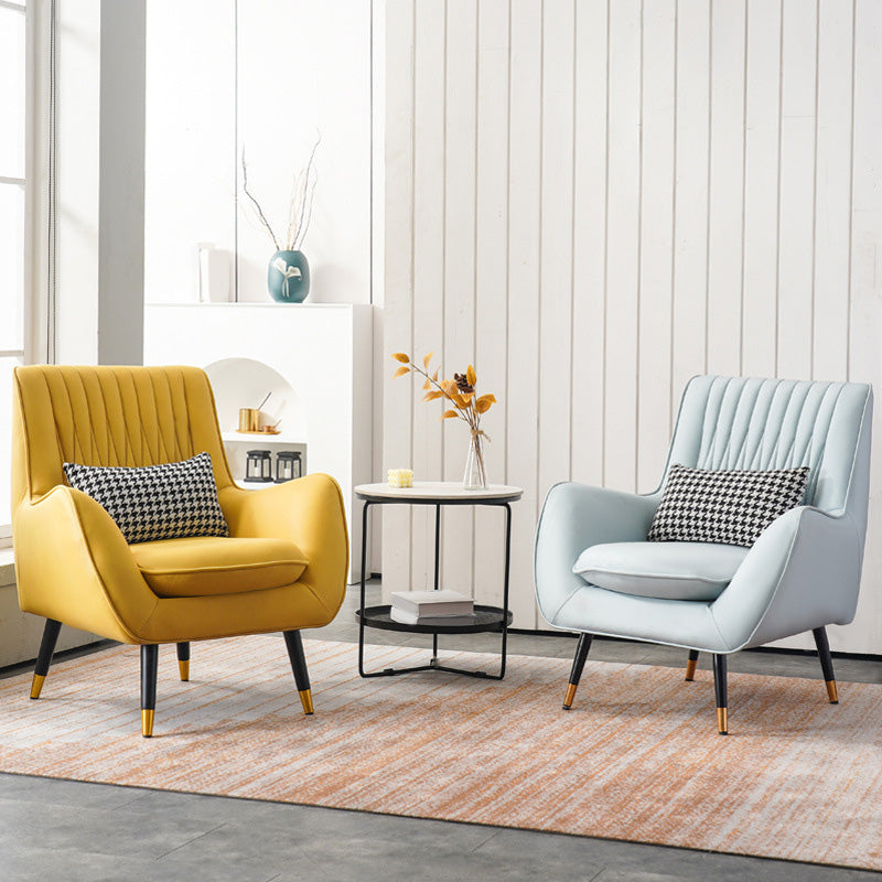 Faux Leather 31.5"W x 27.5"D x 35.4"H Armchair with Basic Four Legs for Bedroom Clearhalo 'Accent Chairs' 'accent_chairs' 'Chairs & Seating' 'furn' 'furn_accent_chairs' 'Furniture' 'furniture_accent_chairs' 'Living Room Furniture' 4994485