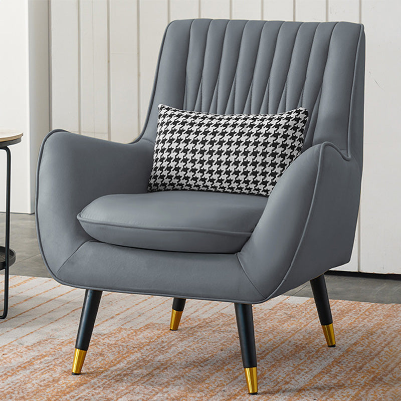 Faux Leather 31.5"W x 27.5"D x 35.4"H Armchair with Basic Four Legs for Bedroom Grey Clearhalo 'Accent Chairs' 'accent_chairs' 'Chairs & Seating' 'furn' 'furn_accent_chairs' 'Furniture' 'furniture_accent_chairs' 'Living Room Furniture' 4994489