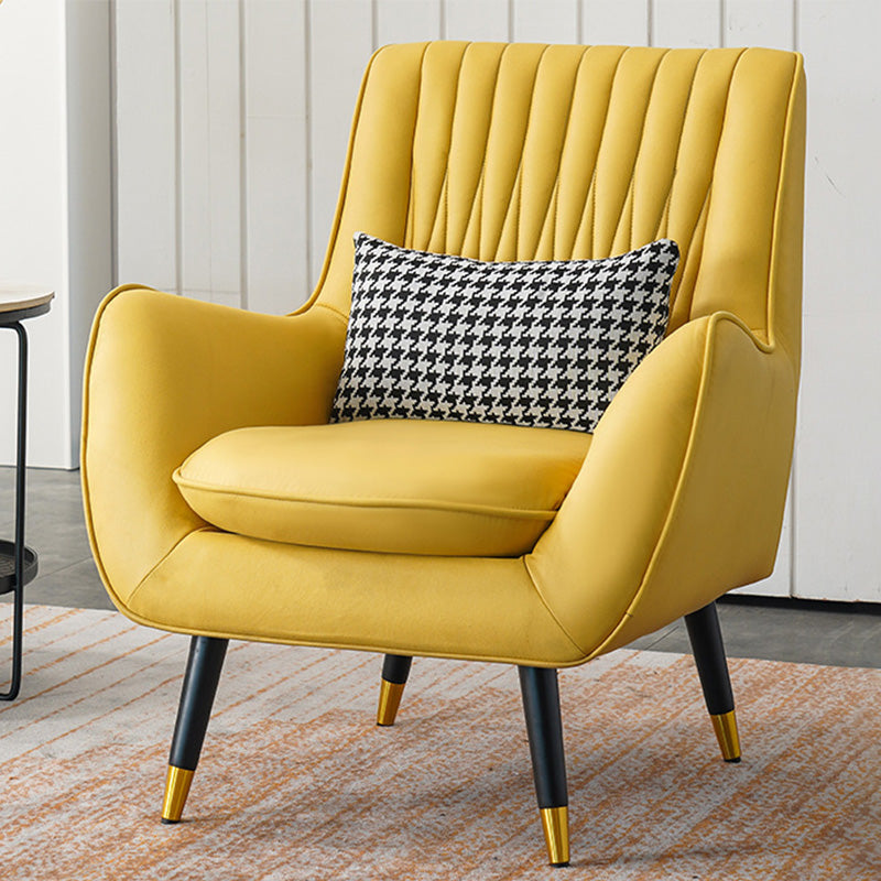 Faux Leather 31.5"W x 27.5"D x 35.4"H Armchair with Basic Four Legs for Bedroom Yellow Clearhalo 'Accent Chairs' 'accent_chairs' 'Chairs & Seating' 'furn' 'furn_accent_chairs' 'Furniture' 'furniture_accent_chairs' 'Living Room Furniture' 4994490