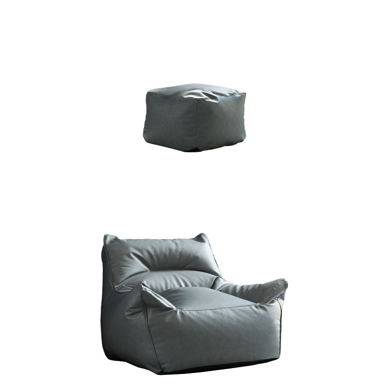 Bonded Leather Arm Chair Stacking Arms Included Chair for Living Room Gray With Ottoman Clearhalo 'Accent Chairs' 'accent_chairs' 'Chairs & Seating' 'furn' 'furn_accent_chairs' 'Furniture' 'furniture_accent_chairs' 'Living Room Furniture' 4994496