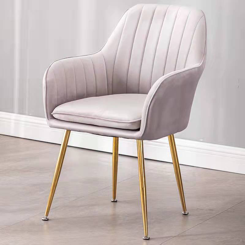Velvet 17.7"Wide Solid Color Armchair with Basic Four Legs for Bedroom Grey Brass Gold Clearhalo 'Accent Chairs' 'accent_chairs' 'Chairs & Seating' 'furn' 'furn_accent_chairs' 'Furniture' 'furniture_accent_chairs' 'Living Room Furniture' 4994512