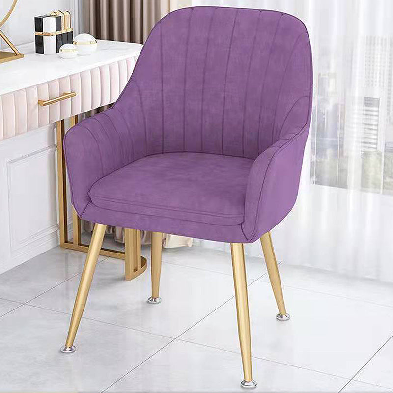 Velvet 17.7"Wide Solid Color Armchair with Basic Four Legs for Bedroom Purple Brass Gold Clearhalo 'Accent Chairs' 'accent_chairs' 'Chairs & Seating' 'furn' 'furn_accent_chairs' 'Furniture' 'furniture_accent_chairs' 'Living Room Furniture' 4994516