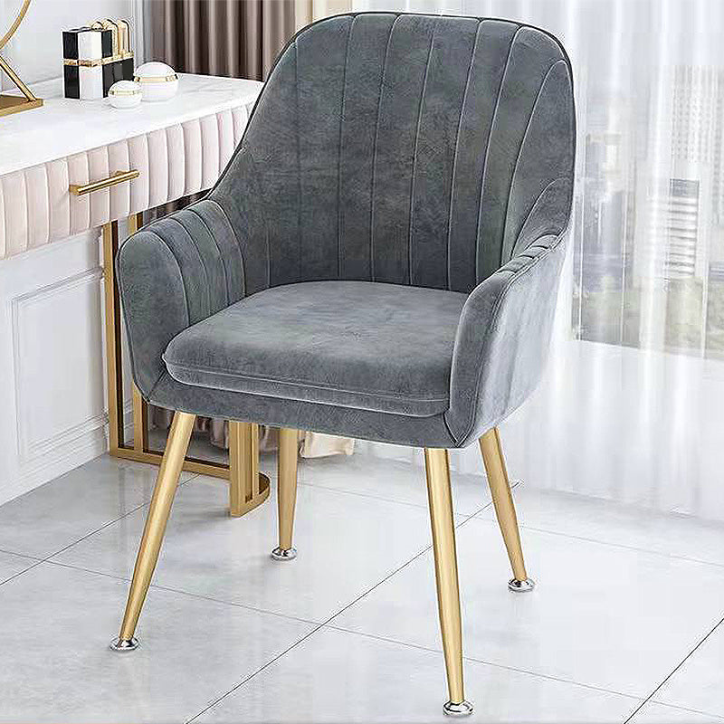 Velvet 17.7"Wide Solid Color Armchair with Basic Four Legs for Bedroom Dark Gray Brass Gold Clearhalo 'Accent Chairs' 'accent_chairs' 'Chairs & Seating' 'furn' 'furn_accent_chairs' 'Furniture' 'furniture_accent_chairs' 'Living Room Furniture' 4994519