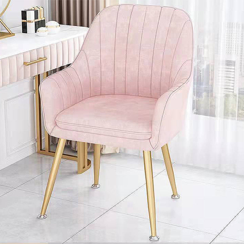 Velvet 17.7"Wide Solid Color Armchair with Basic Four Legs for Bedroom Pink Brass Gold Clearhalo 'Accent Chairs' 'accent_chairs' 'Chairs & Seating' 'furn' 'furn_accent_chairs' 'Furniture' 'furniture_accent_chairs' 'Living Room Furniture' 4994523
