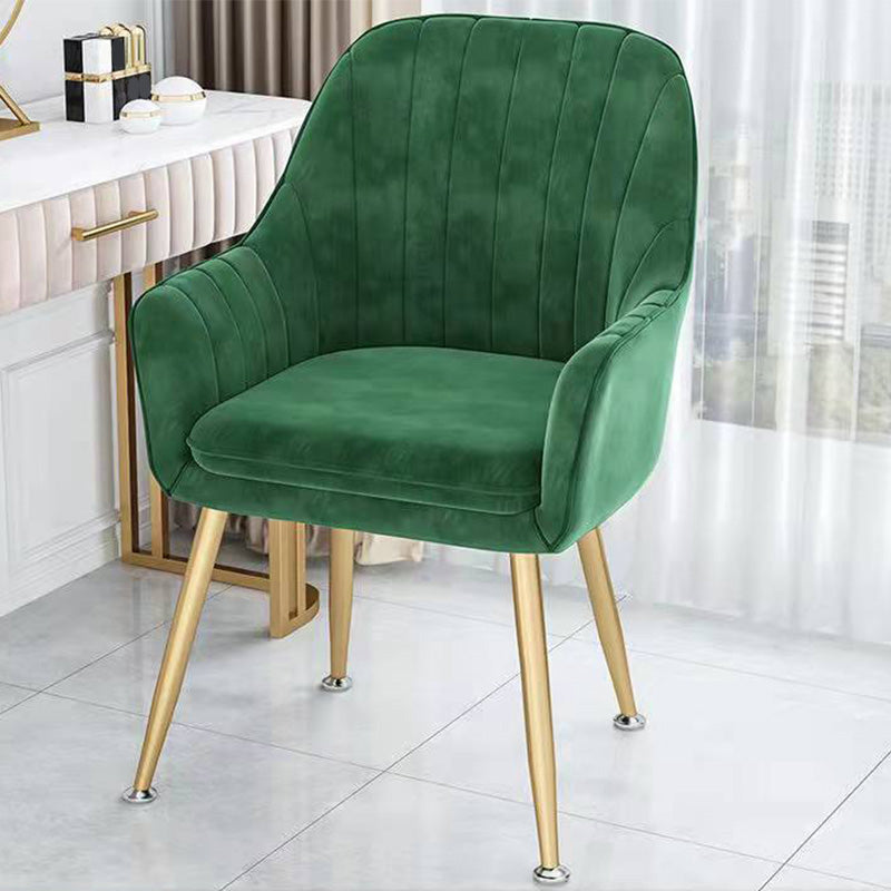 Velvet 17.7"Wide Solid Color Armchair with Basic Four Legs for Bedroom Green Brass Gold Clearhalo 'Accent Chairs' 'accent_chairs' 'Chairs & Seating' 'furn' 'furn_accent_chairs' 'Furniture' 'furniture_accent_chairs' 'Living Room Furniture' 4994526
