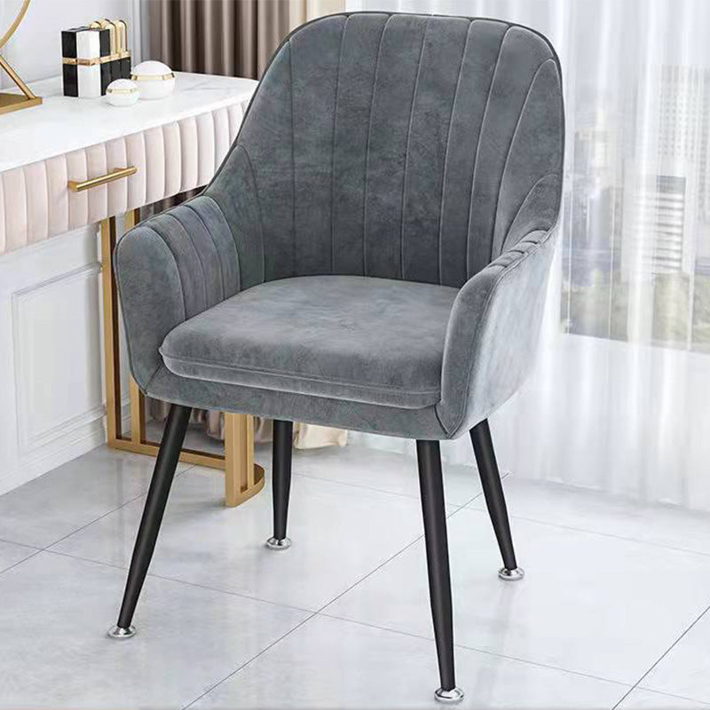 Velvet 17.7"Wide Solid Color Armchair with Basic Four Legs for Bedroom Dark Gray Black Clearhalo 'Accent Chairs' 'accent_chairs' 'Chairs & Seating' 'furn' 'furn_accent_chairs' 'Furniture' 'furniture_accent_chairs' 'Living Room Furniture' 4994527