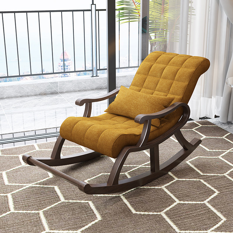 26.37" L x 59.05" W x 31.49" H Accent Chair Solid Wood Tufted Lounge Chair Yellow-Brown Linen Clearhalo 'Accent Chairs' 'accent_chairs' 'Chairs & Seating' 'furn' 'furn_accent_chairs' 'Furniture' 'furniture_accent_chairs' 'Living Room Furniture' 4994544