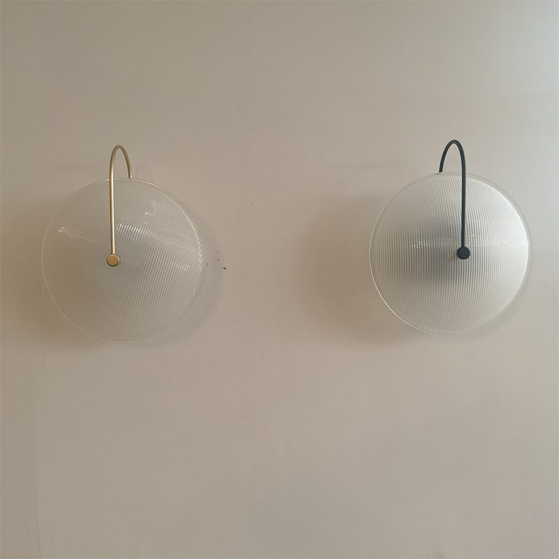 Gold/Black Armed Wall Sconce Minimalist Prismatic Glass 1 Light Bell Shaped Wall Mounted Lamp Clearhalo 'Cast Iron' 'Glass' 'Industrial' 'Modern wall lights' 'Modern' 'Tiffany' 'Traditional wall lights' 'Wall Lamps & Sconces' 'Wall Lights' Lighting' 4frff