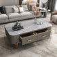 4 Legs Steel Frame Base Design Grey/white Slate Top Coffee Table 47"L x 24"W x 14"H Gray Gray Clearhalo 'Coffee & Accent Tables' 'Coffee Tables' 'coffee_tables' 'furn' 'furn_coffee_tables' 'Furniture' 'Living Room Furniture' 5000798_89f22509-266e-405b-8004-cd37b0dde1af