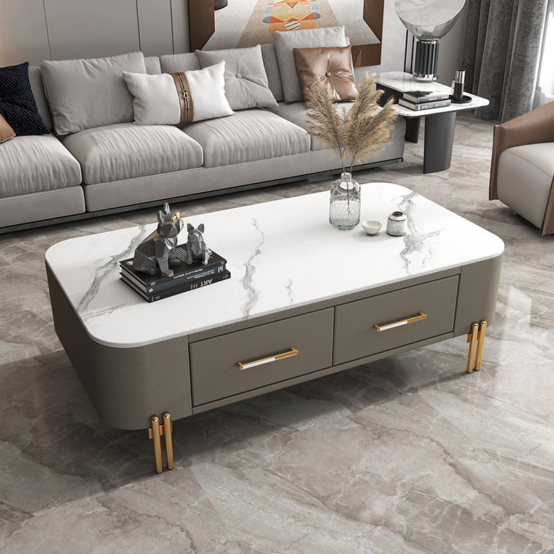 4 Legs Steel Frame Base Design Grey/white Slate Top Coffee Table 47"L x 24"W x 14"H Gray White Clearhalo 'Coffee & Accent Tables' 'Coffee Tables' 'coffee_tables' 'furn' 'furn_coffee_tables' 'Furniture' 'Living Room Furniture' 5000801_e10a911b-d1fa-4a56-b374-13b1fed3811a