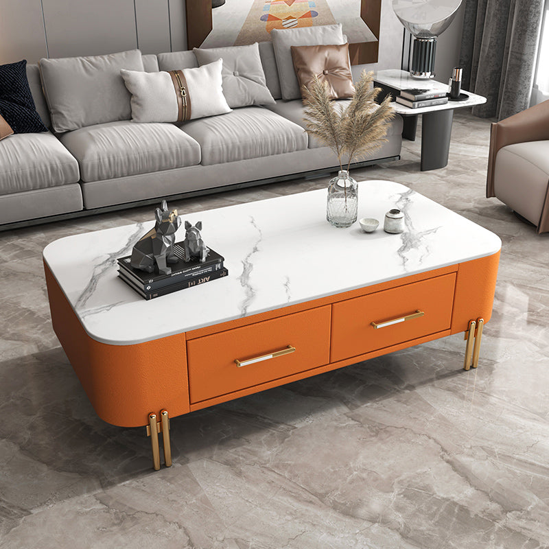 4 Legs Steel Frame Base Design Grey/white Slate Top Coffee Table 39"L x 20"W x 14"H Orange White Clearhalo 'Coffee & Accent Tables' 'Coffee Tables' 'coffee_tables' 'furn' 'furn_coffee_tables' 'Furniture' 'Living Room Furniture' 5000802_75407880-ac5c-4349-86d5-b983a9b0a8c4