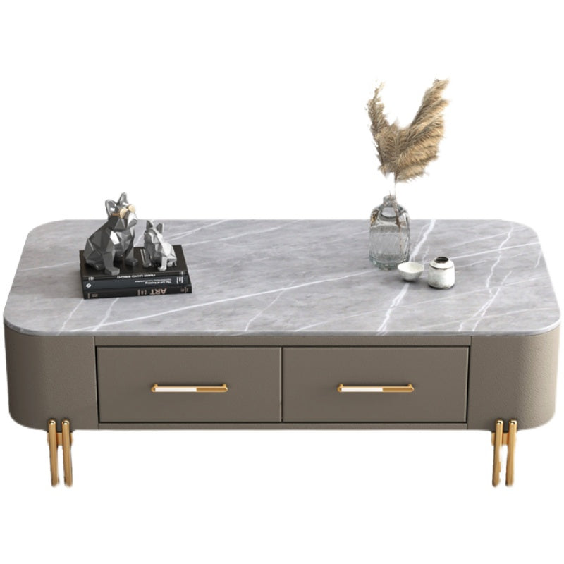 4 Legs Steel Frame Base Design Grey/white Rock Slab Top Coffee Table Clearhalo 'Coffee & Accent Tables' 'Coffee Tables' 'coffee_tables' 'Furniture' 'furniture_coffee_tables' 'Living Room Furniture' 5000803