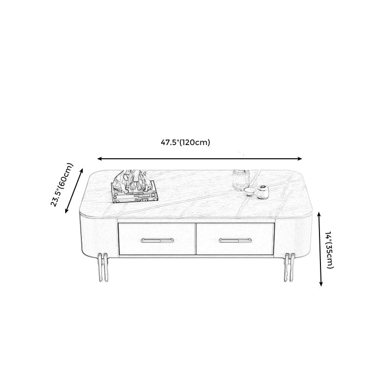 4 Legs Steel Frame Base Design Grey/white Slate Top Coffee Table Clearhalo 'Coffee & Accent Tables' 'Coffee Tables' 'coffee_tables' 'furn' 'furn_coffee_tables' 'Furniture' 'Living Room Furniture' 5000805_1fba0cd2-a561-4deb-a91c-359d97907c7e