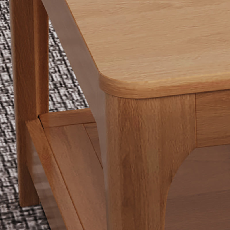 Modern Wooden 4 Legs Coffee Table with Shelf Rectangular Cocktail Table in Oak/Walnut Clearhalo 'Coffee & Accent Tables' 'Coffee Tables' 'coffee_tables' 'furn' 'furn_coffee_tables' 'Furniture' 'furniture_coffee_tables' 'Living Room Furniture' 5000823