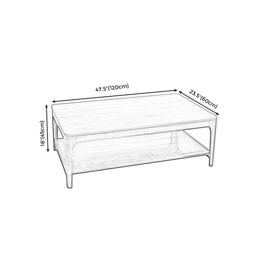 Modern Wooden 4 Legs Coffee Table with Shelf Rectangular Cocktail Table in Oak/Walnut Clearhalo 'Coffee & Accent Tables' 'Coffee Tables' 'coffee_tables' 'furn' 'furn_coffee_tables' 'Furniture' 'furniture_coffee_tables' 'Living Room Furniture' 5000827