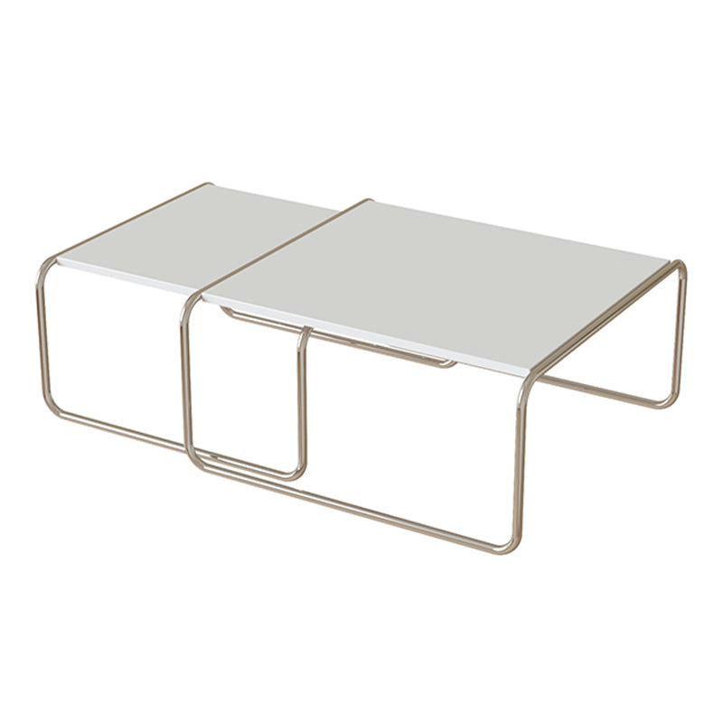 Sled 2 Nesting Coffee Table Modern Glass Coffee Table in Black and White Clearhalo 'Coffee & Accent Tables' 'Coffee Tables' 'coffee_tables' 'furn' 'furn_coffee_tables' 'Furniture' 'furniture_coffee_tables' 'Living Room Furniture' 5000925