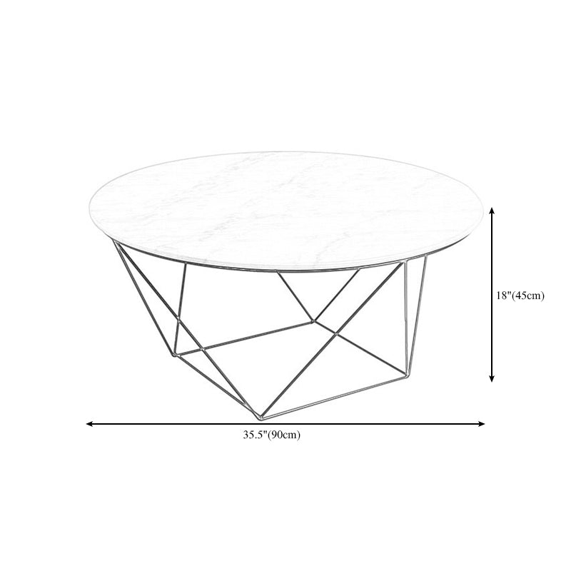 Frame Base Coffee Table Round Black/White Stone Cocktail Table Clearhalo 'Coffee & Accent Tables' 'Coffee Tables' 'coffee_tables' 'furn' 'furn_coffee_tables' 'Furniture' 'furniture_coffee_tables' 'Living Room Furniture' 5000965