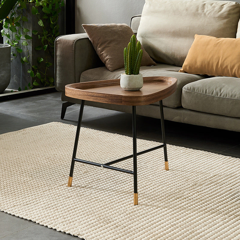 Nordic Round/Rectangle/Triangle Coffee Table Wood Cross Legs Cocktail Table 23"L x 23"W x 18"H Clearhalo 'Coffee & Accent Tables' 'Coffee Tables' 'coffee_tables' 'furn' 'furn_coffee_tables' 'Furniture' 'furniture_coffee_tables' 'Living Room Furniture' 5001044