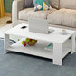 4 Legs Base Design with Storage Rack Wood-based Craft Rectangular Coffee Table 47"L x 20"W x 16.5"H White Clearhalo 'Coffee & Accent Tables' 'Coffee Tables' 'coffee_tables' 'furn' 'furn_coffee_tables' 'Furniture' 'furniture_coffee_tables' 'Living Room Furniture' 5001070