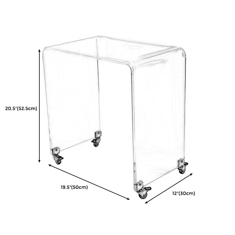 Sled 1 Single Coffee Table Clear Acrylic Cocktail Table with Casters Clearhalo 'Coffee & Accent Tables' 'Coffee Tables' 'coffee_tables' 'furn' 'furn_coffee_tables' 'Furniture' 'furniture_coffee_tables' 'Living Room Furniture' 5001112
