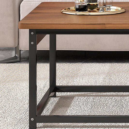 Modern Rectangular Metal Frame Coffee Table Brown Cocktail Table Clearhalo 'Coffee & Accent Tables' 'Coffee Tables' 'coffee_tables' 'furn' 'furn_coffee_tables' 'Furniture' 'furniture_coffee_tables' 'Living Room Furniture' 5001199