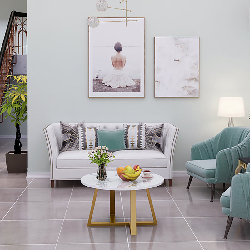 Modern Style White/black/wood/yellow/walnut Round Wood-based Craft Top Coffee Table Clearhalo 'Coffee & Accent Tables' 'Coffee Tables' 'coffee_tables' 'furn' 'furn_coffee_tables' 'Furniture' 'furniture_coffee_tables' 'Living Room Furniture' 5001276